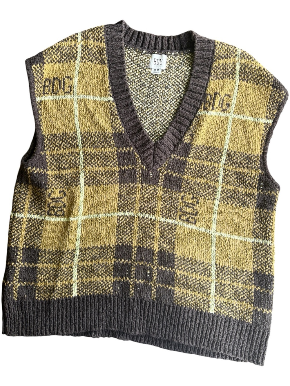 Urban Outfitters BDG Tartan Plaid V-Neck Sweater Vest